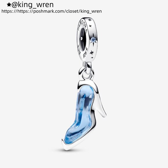 Pandora Disney Cinderella's Glass Slipper Dangle Charm - Picture 1 of 6